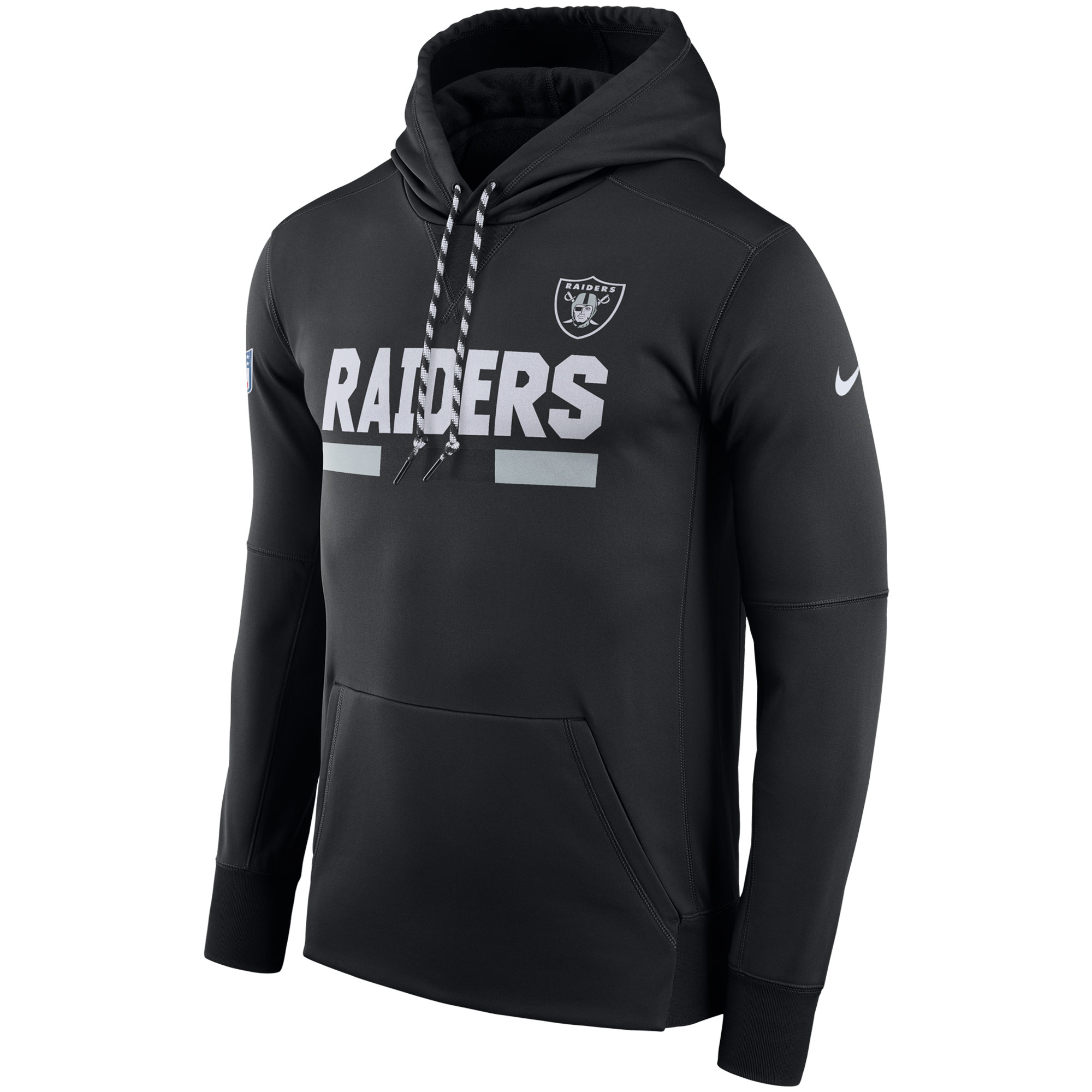 NFL Men Oakland Raiders Nike Black Sideline ThermaFit Performance PO Hoodie->oakland raiders->NFL Jersey